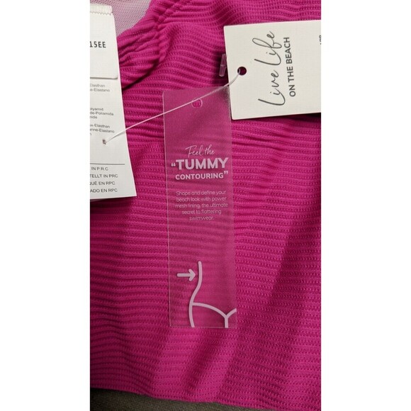 NWT~ CUPSHE Pink Ribbed One Piece "Tummy Contouring" Swimsuit SMALL - Picture 8 of 9